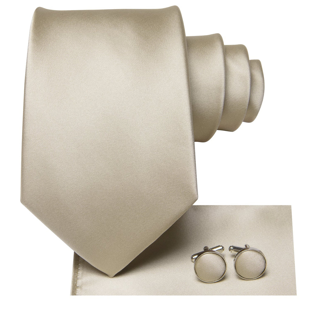 GentCrest Champagne Solid Tie Hanky Cufflinks Set - Image 3