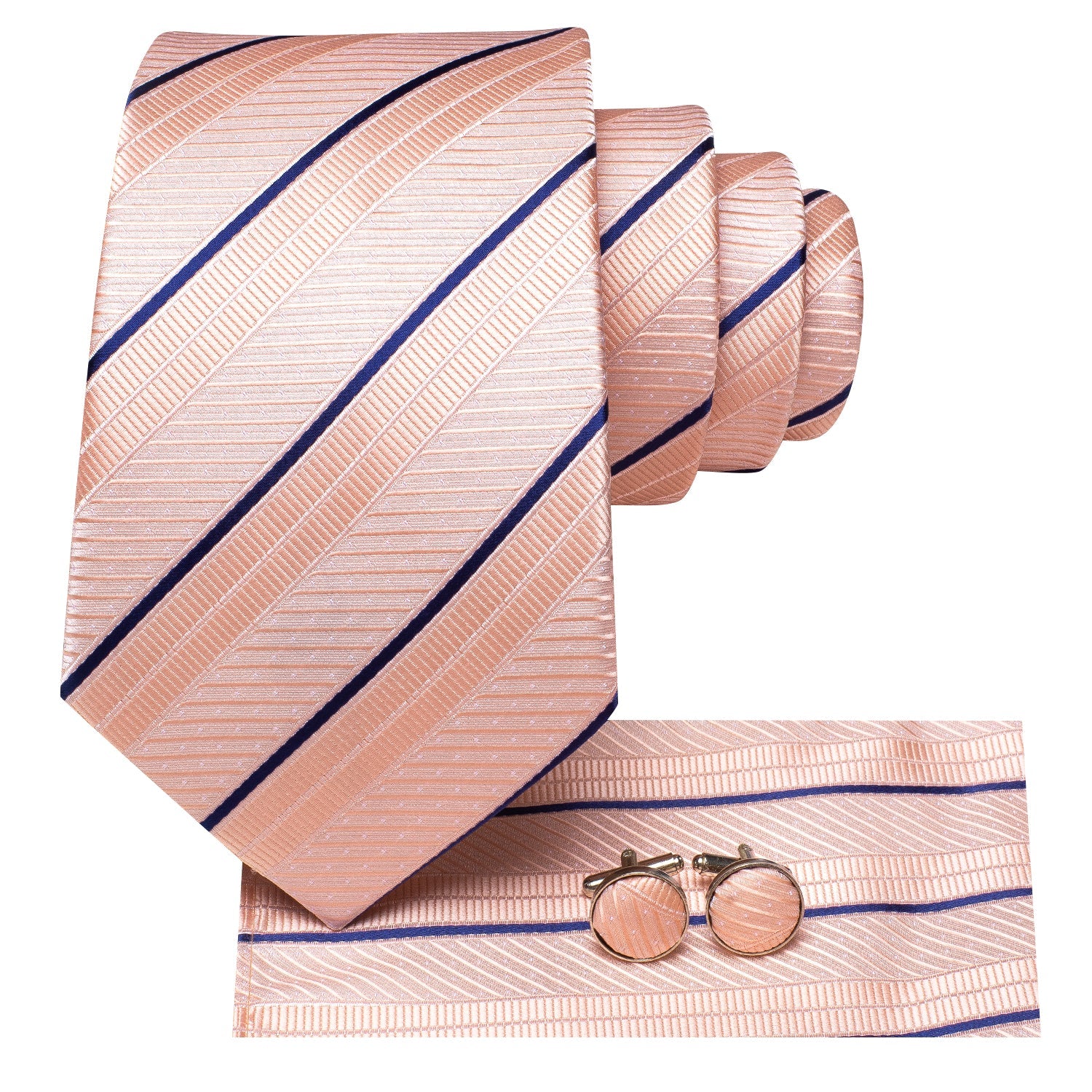 GentCrest Blue Striped Tie Hanky Cufflinks Set - Image 3