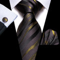 GentCrest Black Striped Tie Hanky Cufflinks Set - Image 1