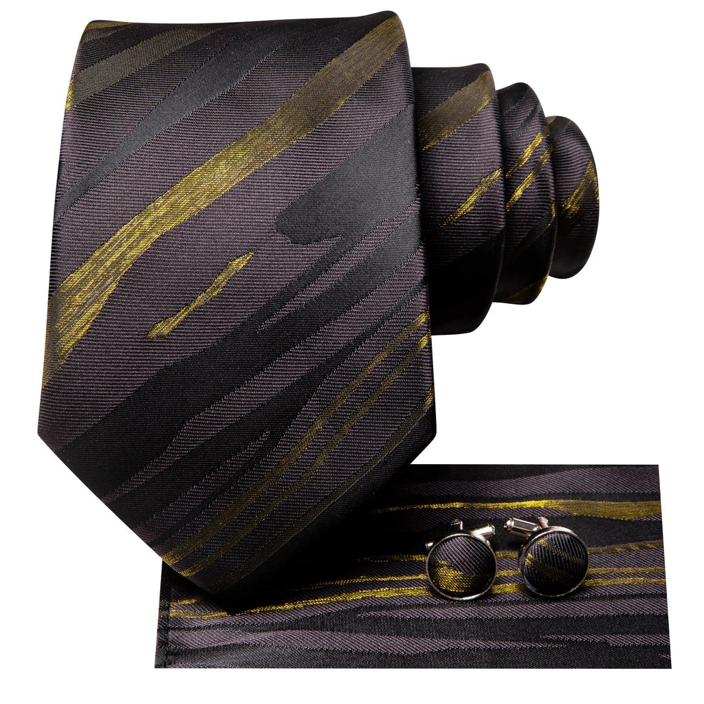 GentCrest Black Striped Tie Hanky Cufflinks Set - Image 4