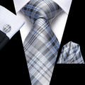 GentCrest Grey Plaid Tie Hanky Cufflinks Set - Image 1