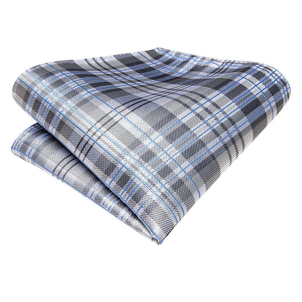 GentCrest Grey Plaid Tie Hanky Cufflinks Set - Image 4