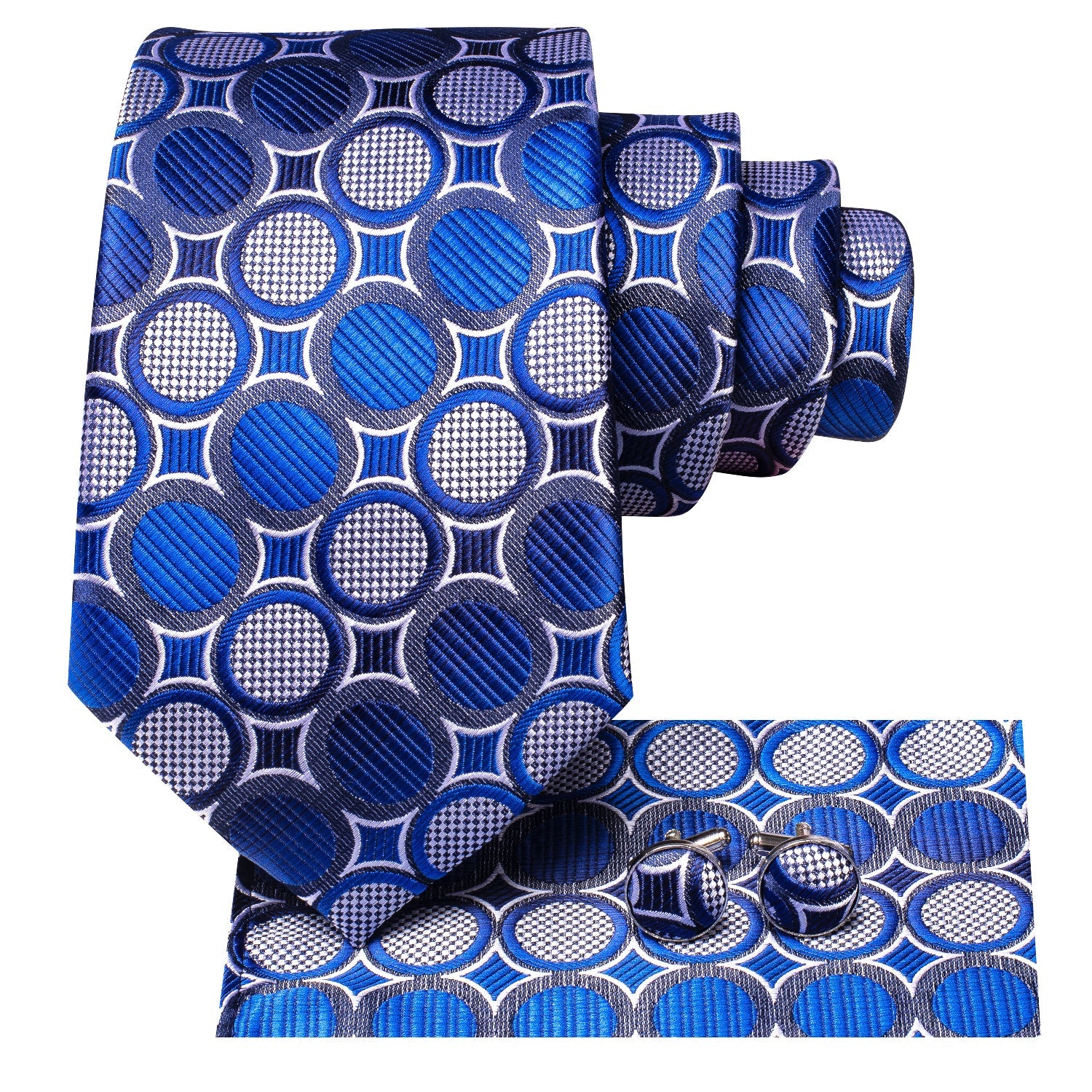 GentCrest Blue Polka Dot Tie Hanky Cufflinks Set - Image 3