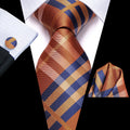 GentCrest Blue Plaid Tie Hanky Cufflinks Set - Image 1