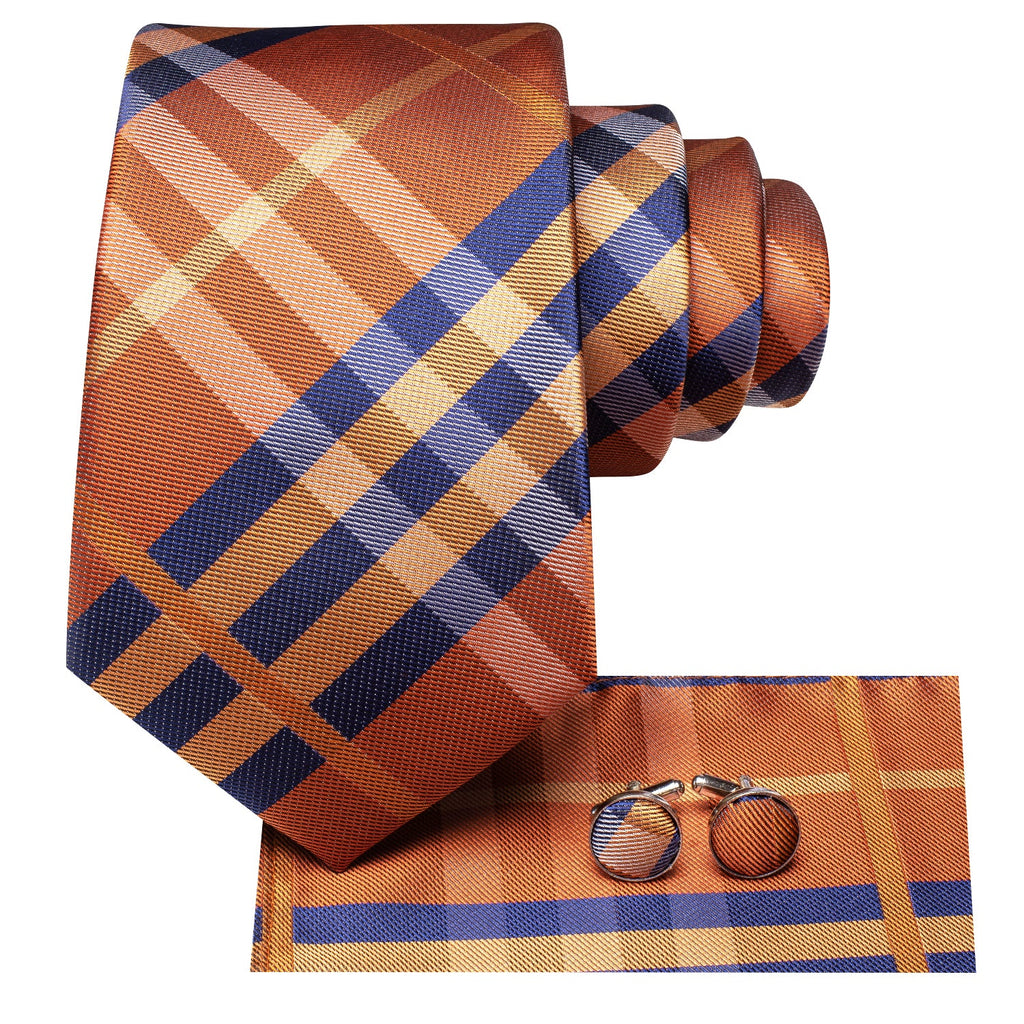 GentCrest Blue Plaid Tie Hanky Cufflinks Set - Image 4