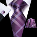 GentCrest Purple Plaid Tie Hanky Cufflinks Set - Image 1