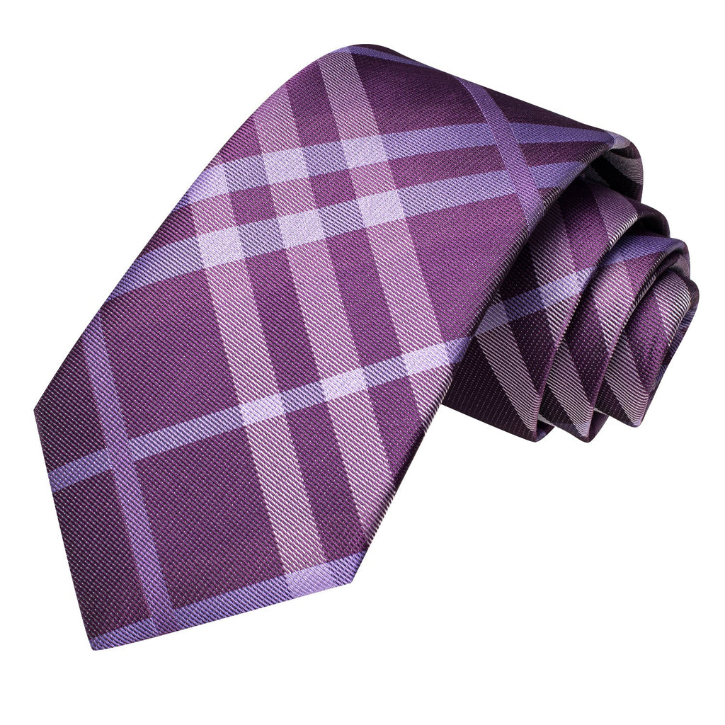 GentCrest Purple Plaid Tie Hanky Cufflinks Set - Image 4