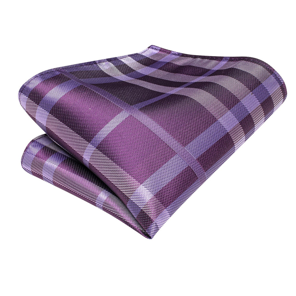 GentCrest Purple Plaid Tie Hanky Cufflinks Set - Image 5