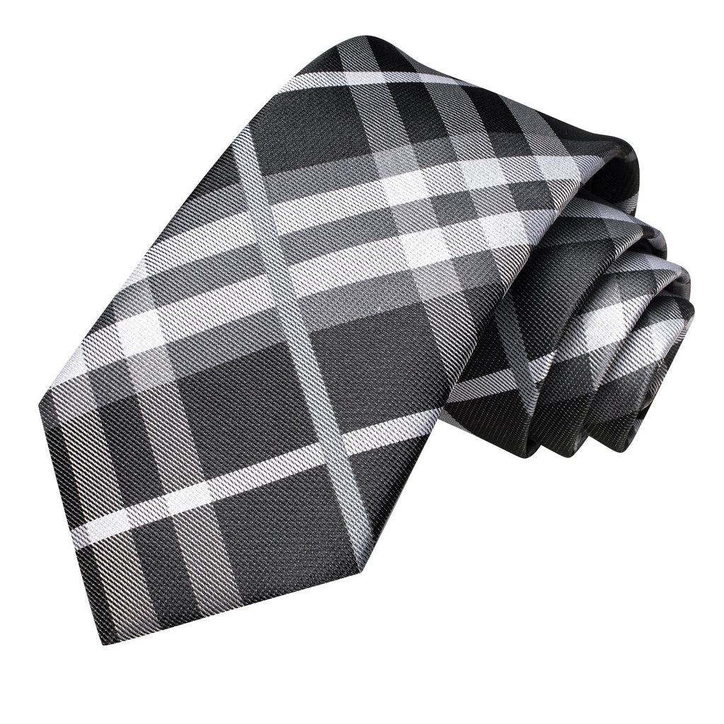 GentCrest Grey Plaid Tie Hanky Cufflinks Set - Image 4