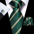 GentCrest Green Striped Tie Hanky Cufflinks Set - Image 1