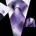 GentCrest Purple Plaid Tie Hanky Cufflinks Set - Image 1