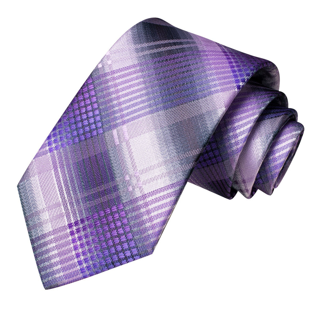 GentCrest Purple Plaid Tie Hanky Cufflinks Set - Image 4