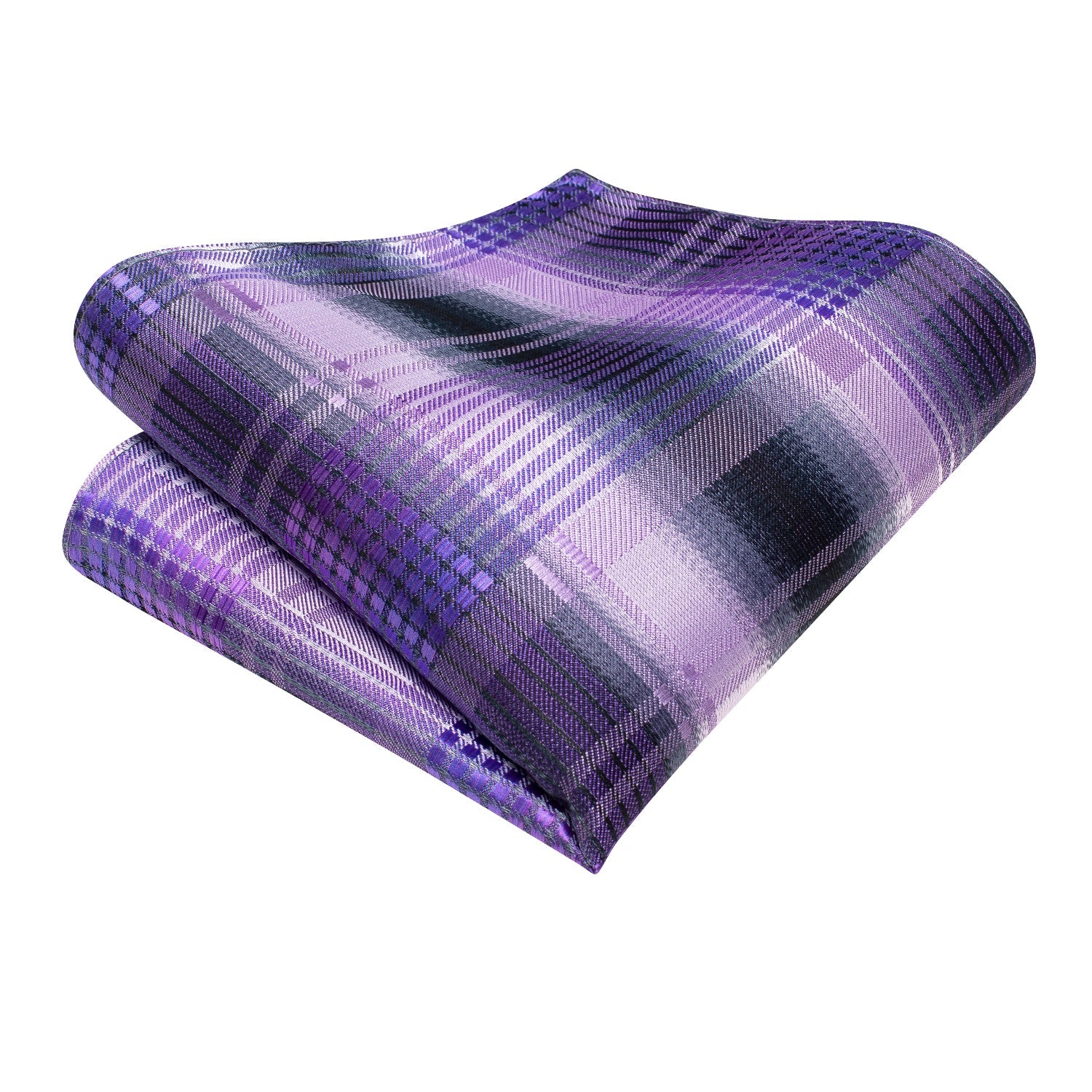 GentCrest Purple Plaid Tie Hanky Cufflinks Set - Image 5