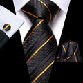 GentCrest Black Striped Tie Hanky Cufflinks Set - Image 1