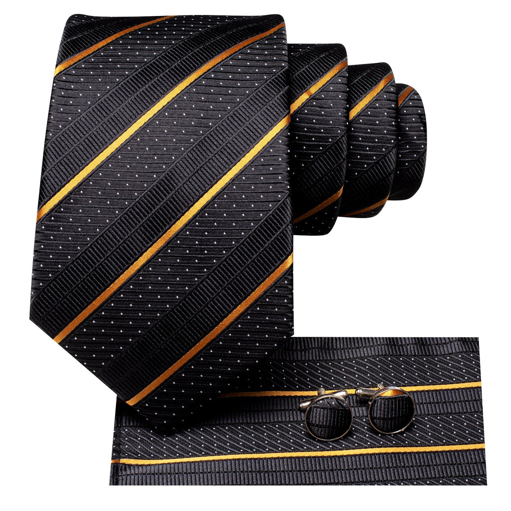 GentCrest Black Striped Tie Hanky Cufflinks Set - Image 3