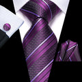GentCrest Purple Striped Tie Hanky Cufflinks Set - Image 1
