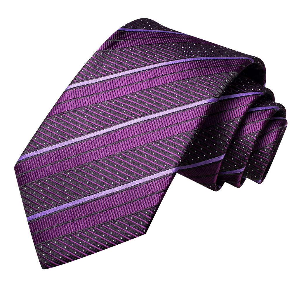 GentCrest Purple Striped Tie Hanky Cufflinks Set - Image 4