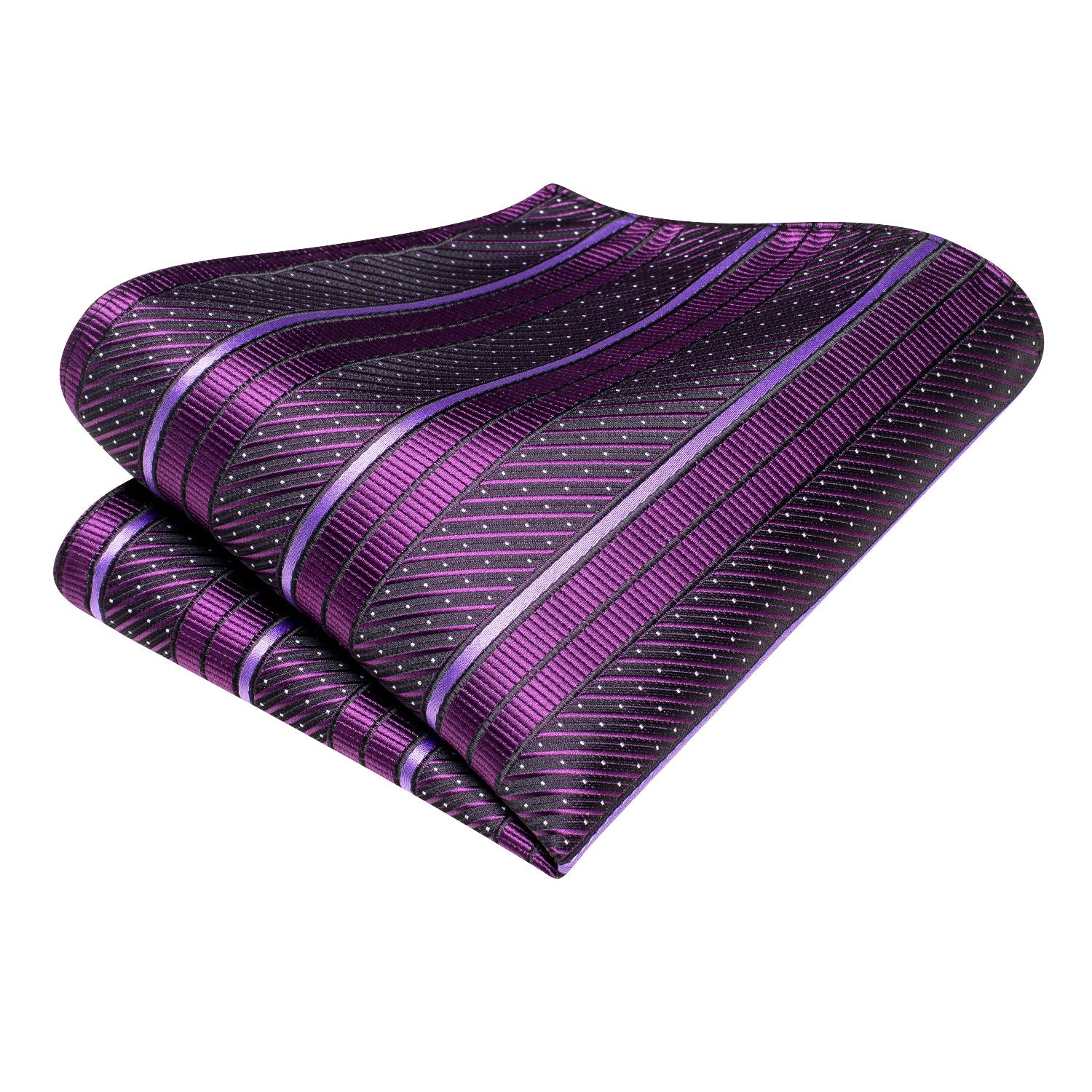 GentCrest Purple Striped Tie Hanky Cufflinks Set - Image 5