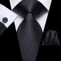 GentCrest Black Plaid Tie Hanky Cufflinks Set - Image 1