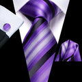GentCrest Black Striped Tie Hanky Cufflinks Set - Image 1