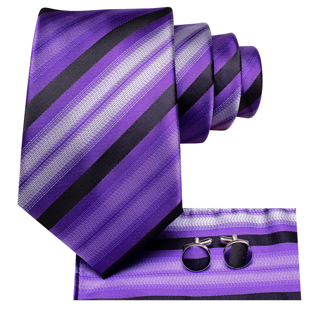 GentCrest Black Striped Tie Hanky Cufflinks Set - Image 3