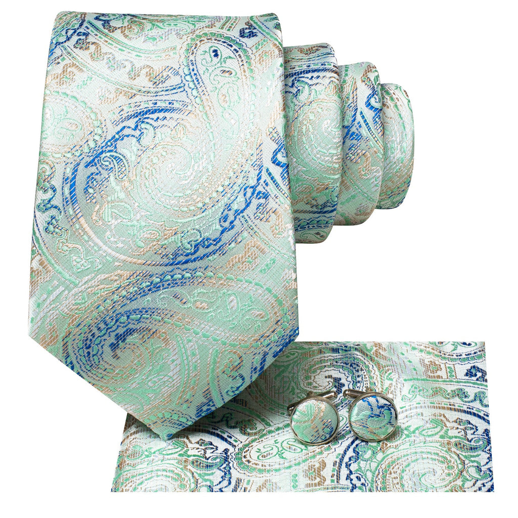 GentCrest Green Paisley Tie Hanky Cufflinks Set - Image 3