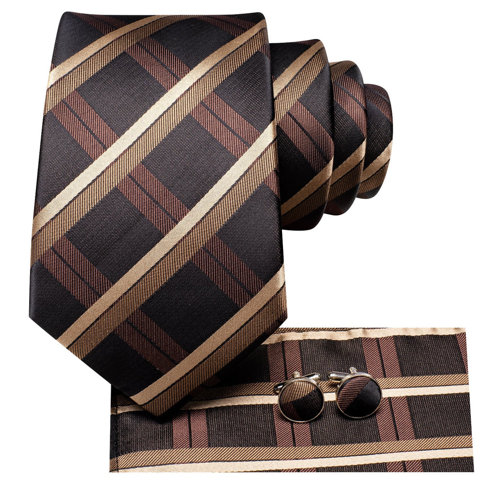 GentCrest Black Plaid Tie Hanky Cufflinks Set - Image 3