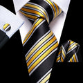 GentCrest Black Striped Tie Hanky Cufflinks Set - Image 1