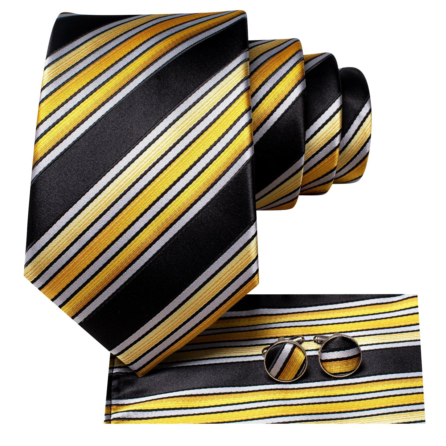 GentCrest Black Classic Tie Hanky Cufflinks Set - Image 3
