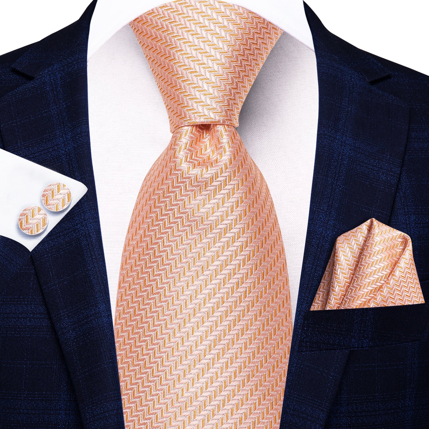 GentCrest Red Plaid Tie Hanky Cufflinks Set - Image 3