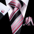 GentCrest Black Striped Tie Hanky Cufflinks Set - Image 1