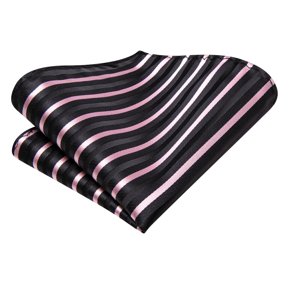 GentCrest Black Striped Tie Hanky Cufflinks Set - Image 5