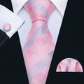 Pink Plaid Silk Men's Silk Tie Set - GentCrest