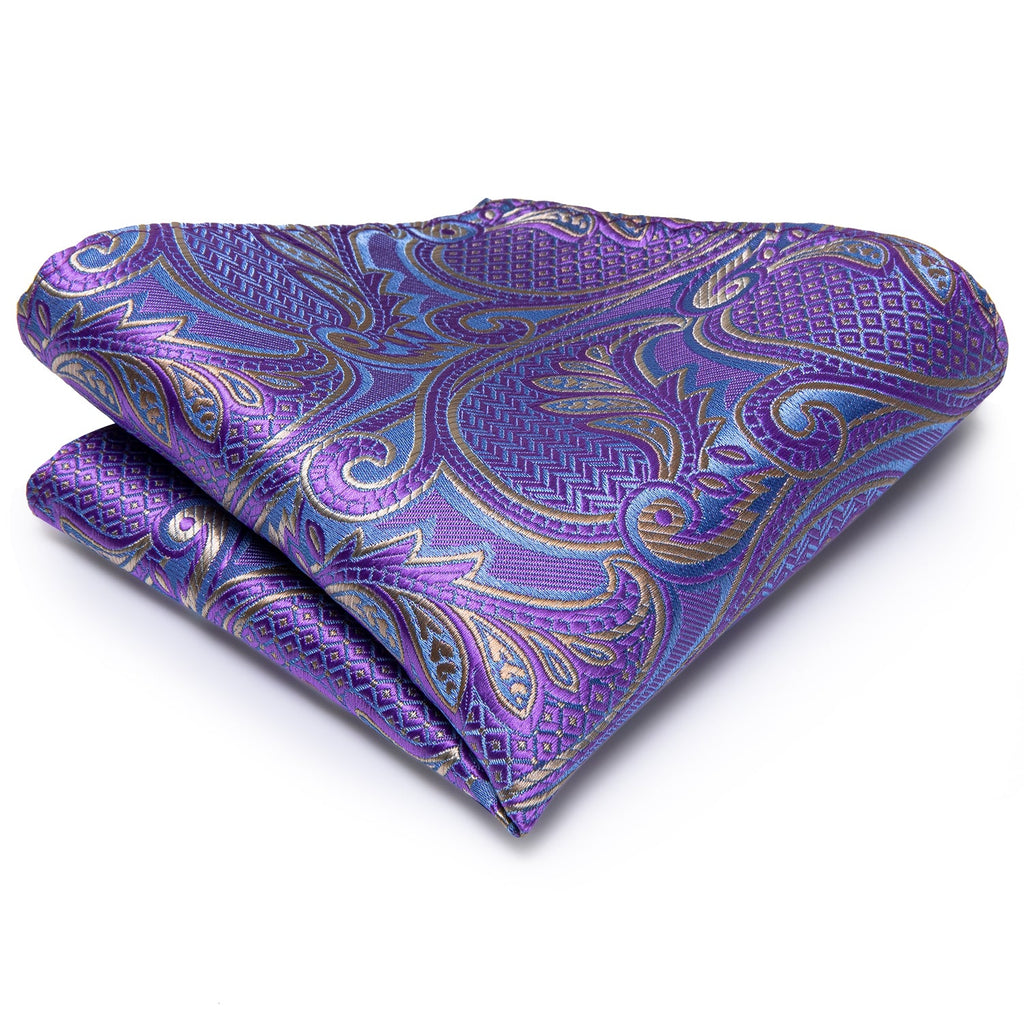 GentCrest Purple Paisley Tie Hanky Cufflinks Set - Image 4
