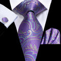 GentCrest Purple Paisley Tie Hanky Cufflinks Set - Image 1