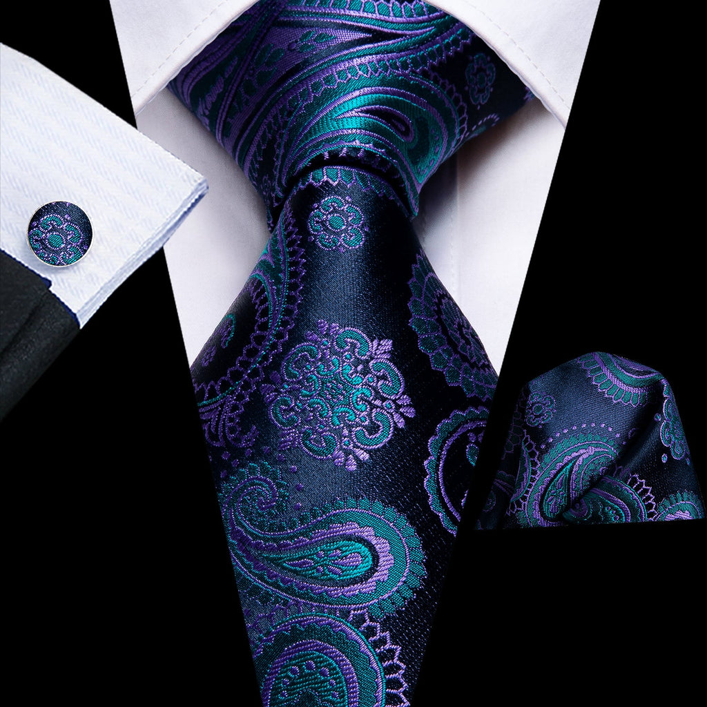 GentCrest Blue Paisley Tie Hanky Cufflinks Set - Image 1