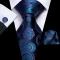 GentCrest Blue Paisley Tie Hanky Cufflinks Set - Image 1