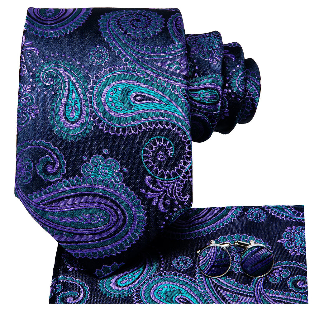 GentCrest Blue Paisley Tie Hanky Cufflinks Set - Image 2