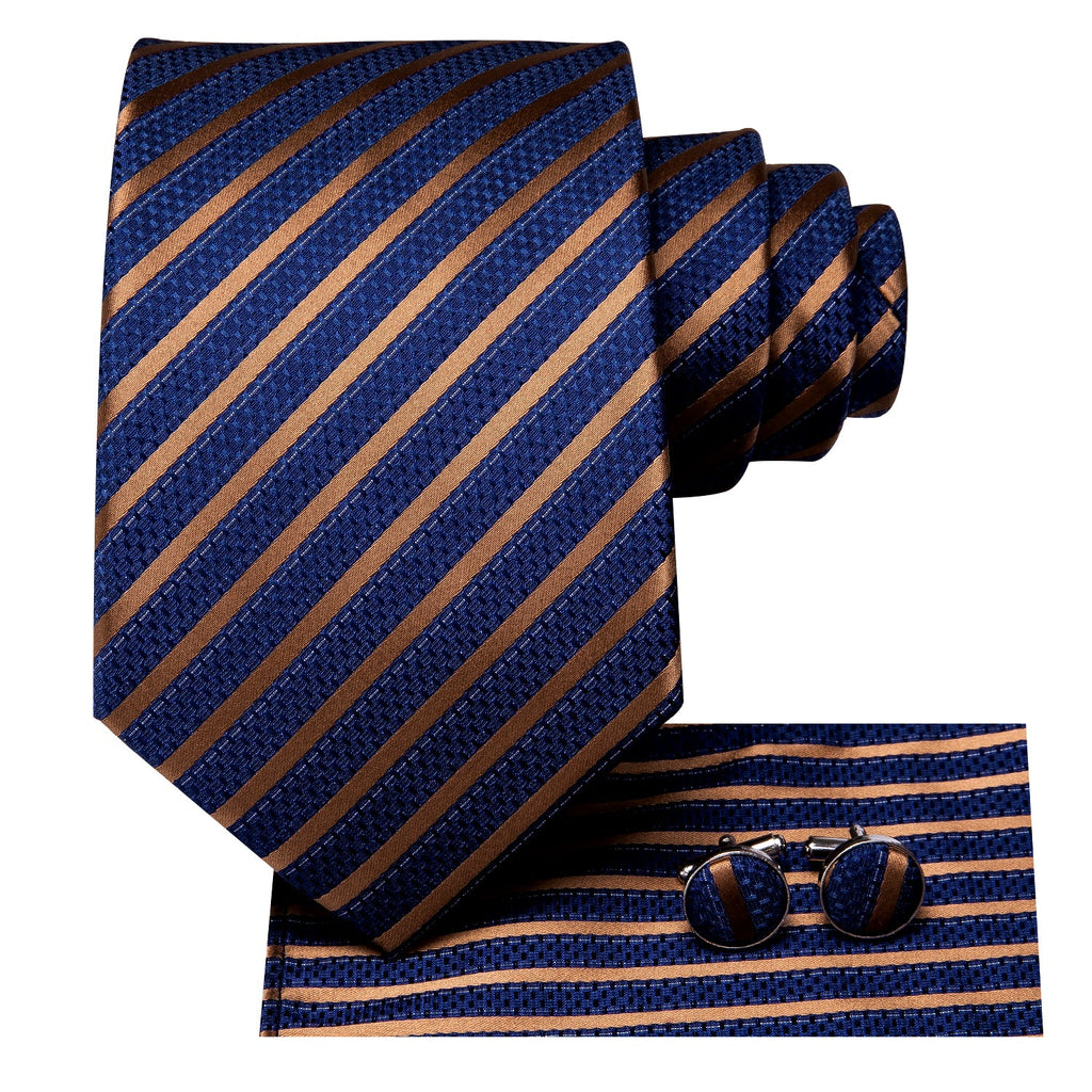 GentCrest Blue Striped Tie Hanky Cufflinks Set - Image 2