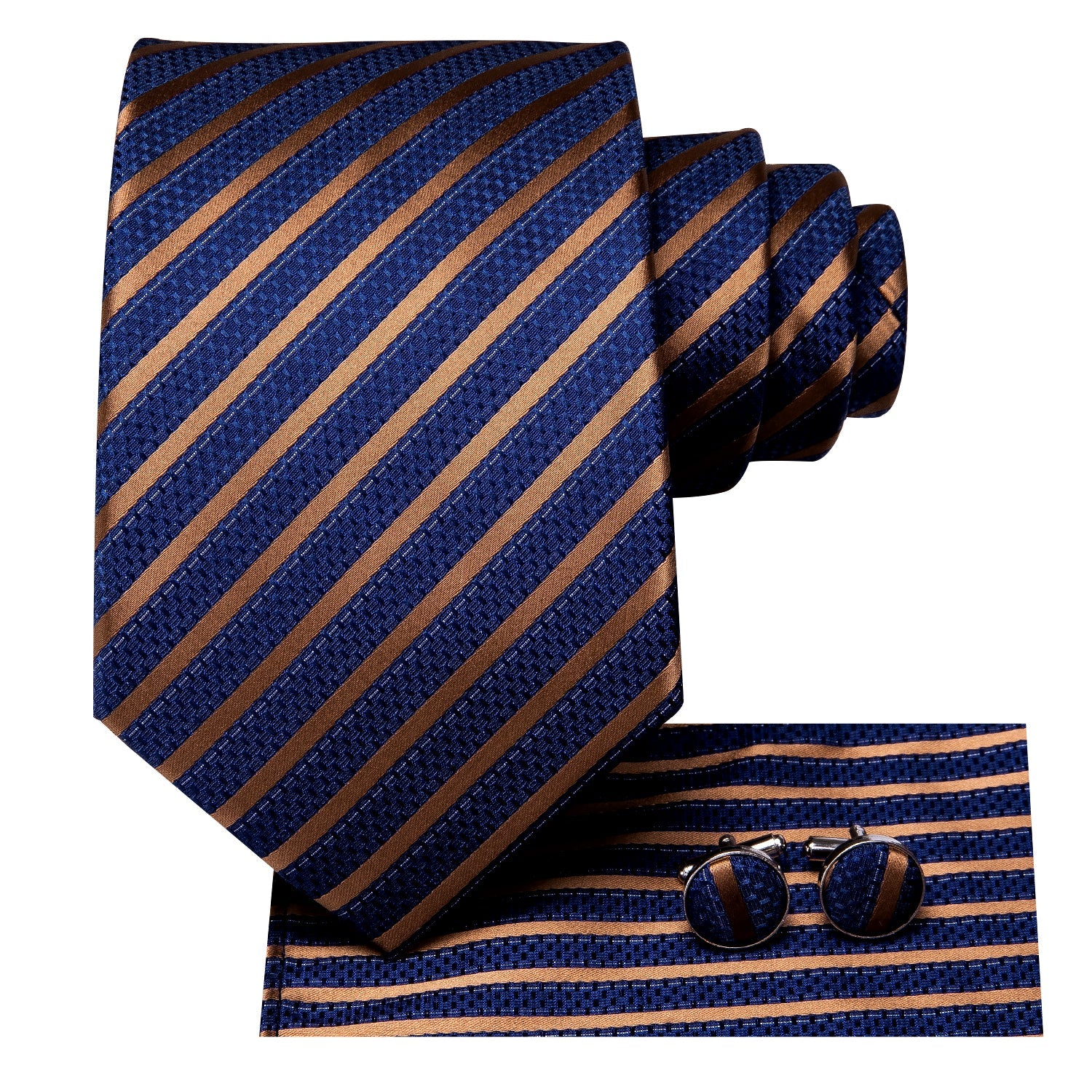 GentCrest Blue Striped Tie Hanky Cufflinks Set - Image 2
