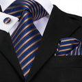 GentCrest Blue Striped Tie Hanky Cufflinks Set - Image 1