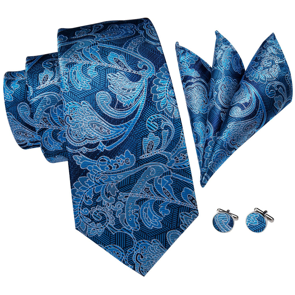 GentCrest Blue Paisley Tie Hanky Cufflinks Set - Image 3