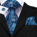GentCrest Blue Paisley Tie Hanky Cufflinks Set - Image 1