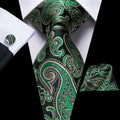 GentCrest Green Paisley Tie Hanky Cufflinks Set - Image 1