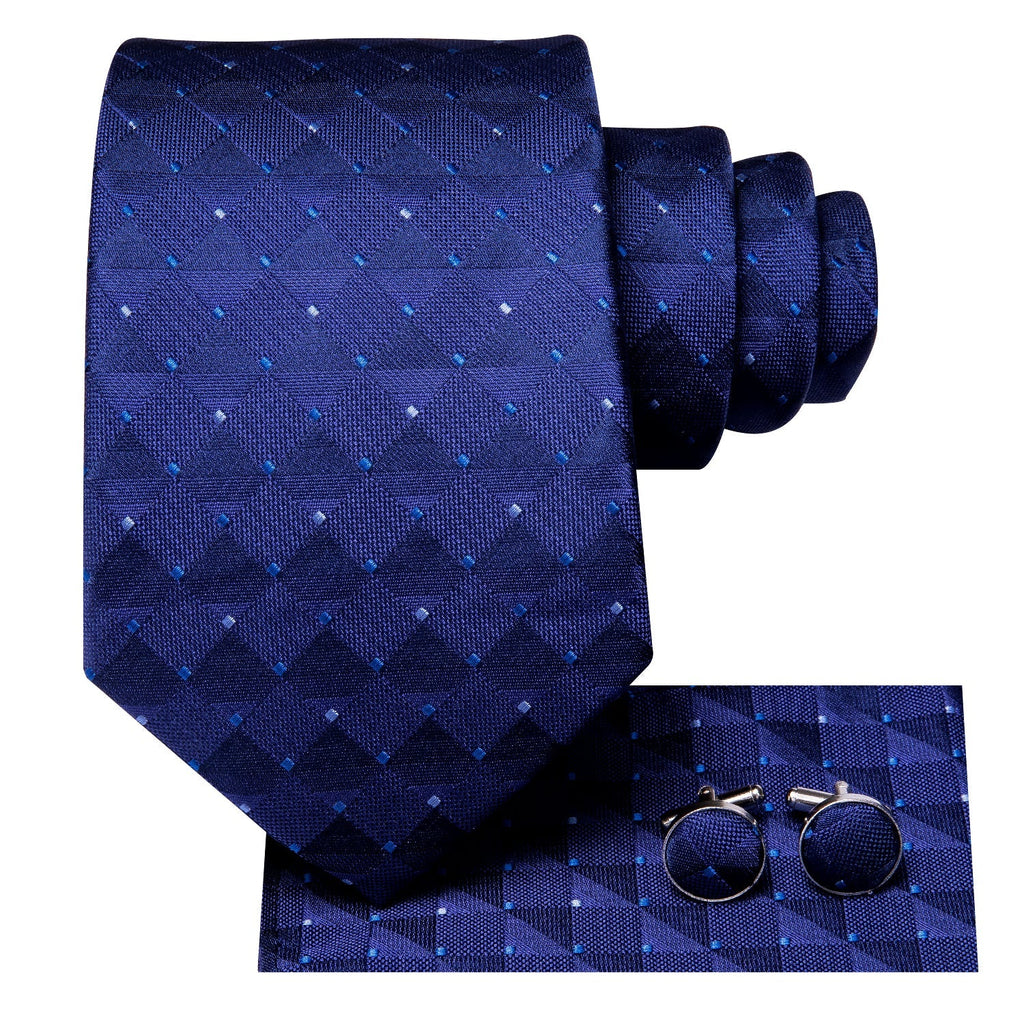 GentCrest Blue Plaid Tie Hanky Cufflinks Set - Image 5