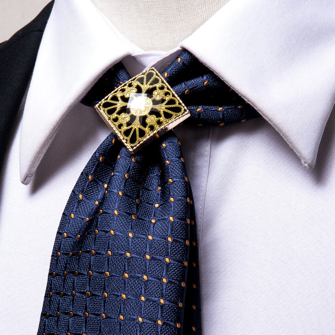 GentCrest Blue Plaid Tie with Accessories - Image 1
