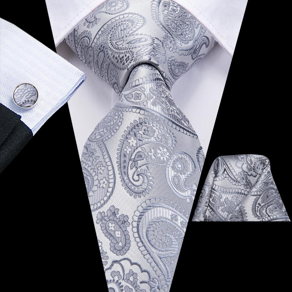GentCrest Grey Paisley Tie Hanky Cufflinks Set - Image 3