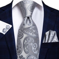 GentCrest Grey Paisley Tie Hanky Cufflinks Set - Image 1