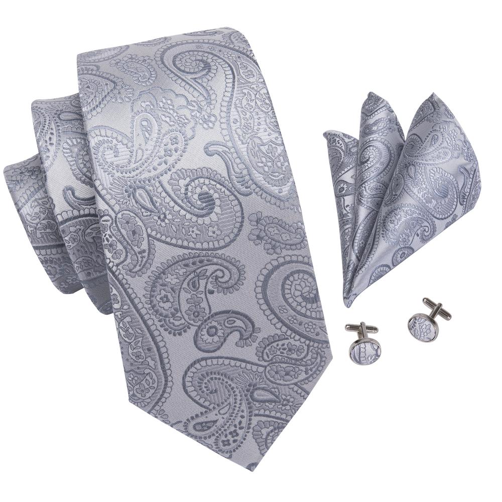 GentCrest Grey Paisley Tie Hanky Cufflinks Set - Image 5