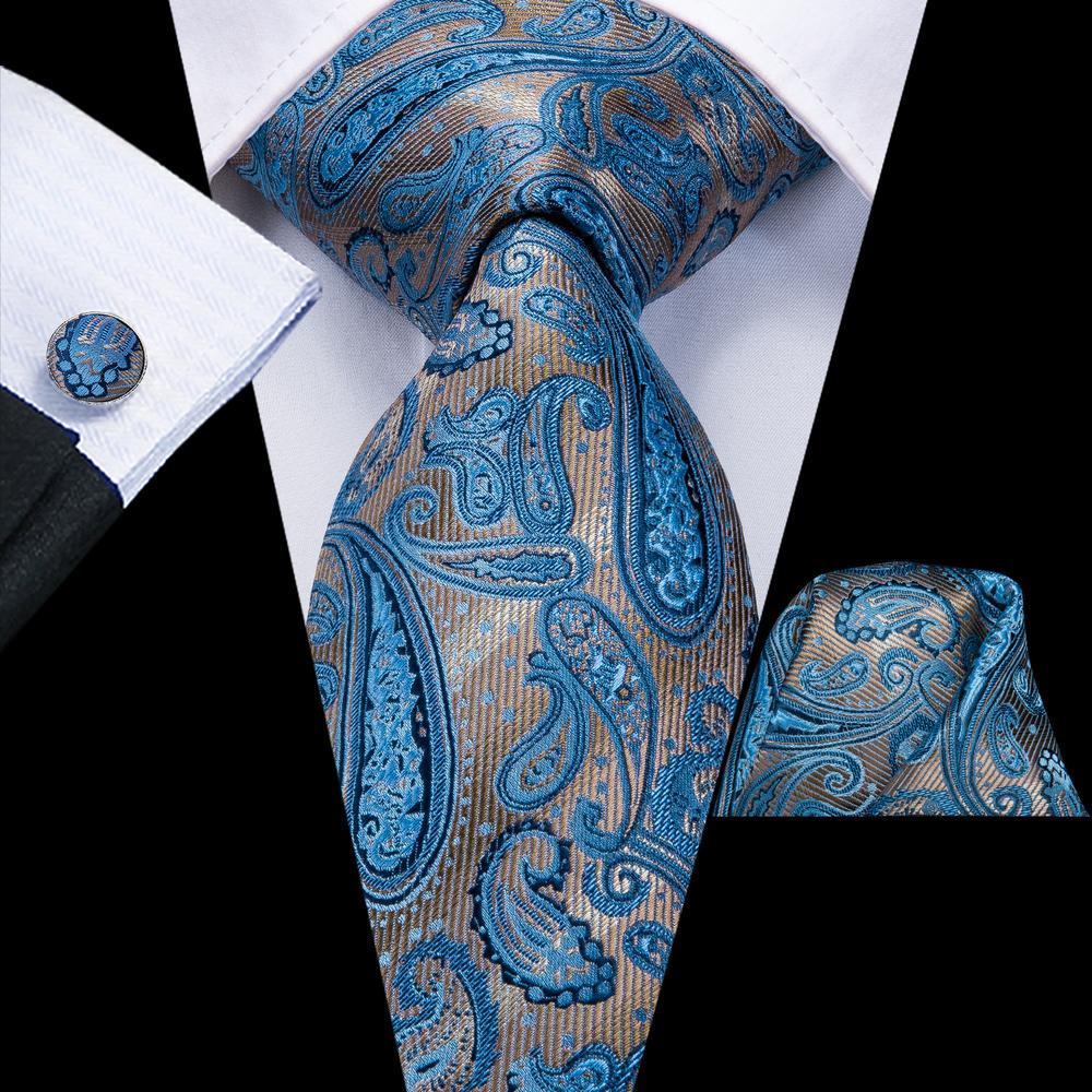 GentCrest Blue Paisley Tie Hanky Cufflinks Set - Image 1